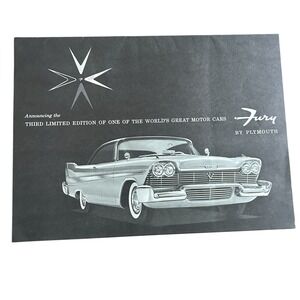 Original 1958 Plymouth Fury Car Brochure Chrysler Classic Auto Advertising